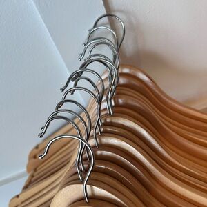 15 Wooden Hangers Silver Hook
